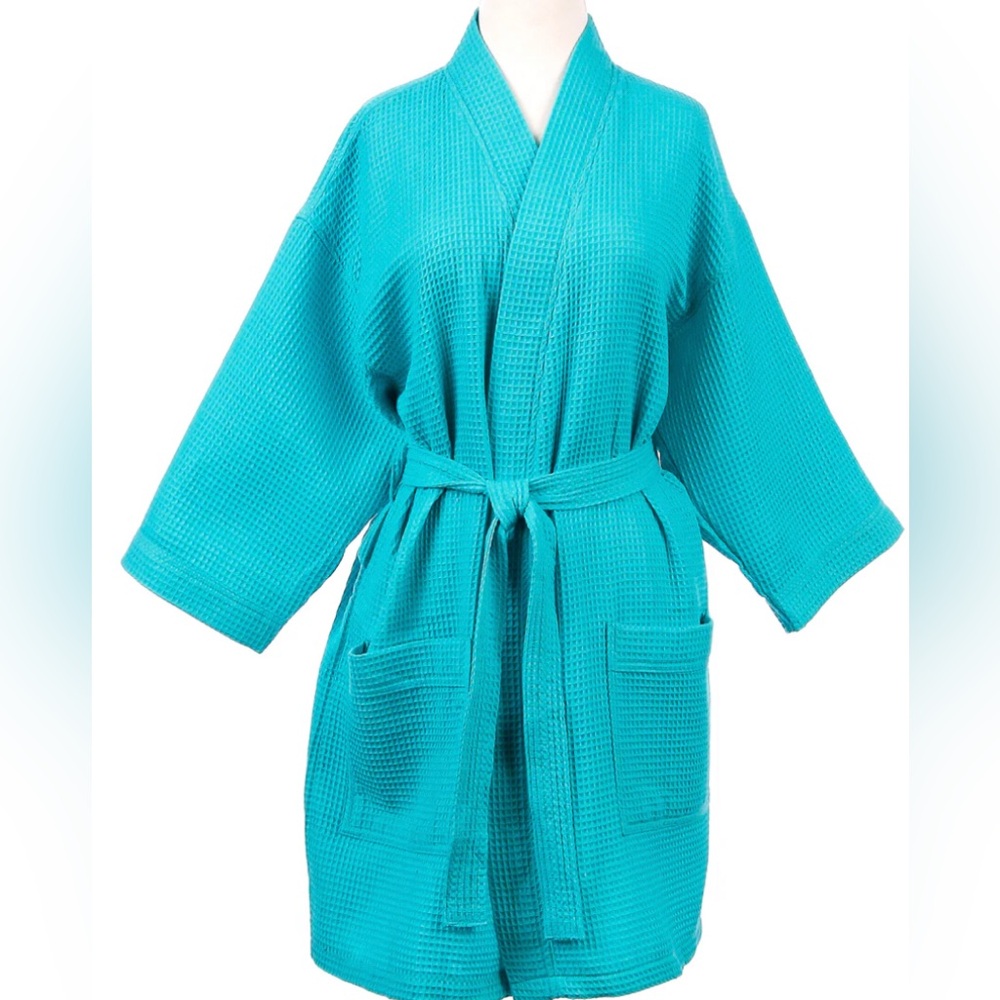 Essentials Turquoise Waffle Kimono Top